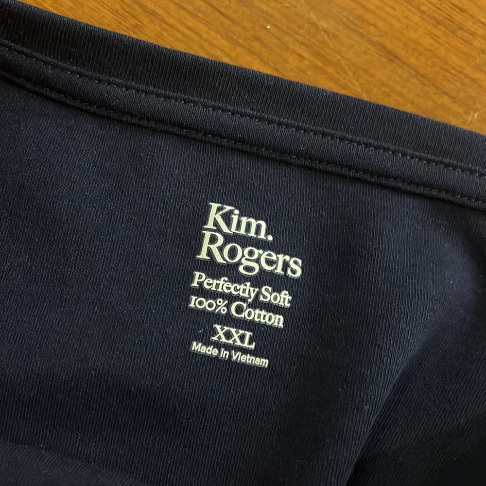 Kim Rogers Tulips Short Sleeve Crew T Shirt navy blue new Women’s 1X - Picture 8 of 10